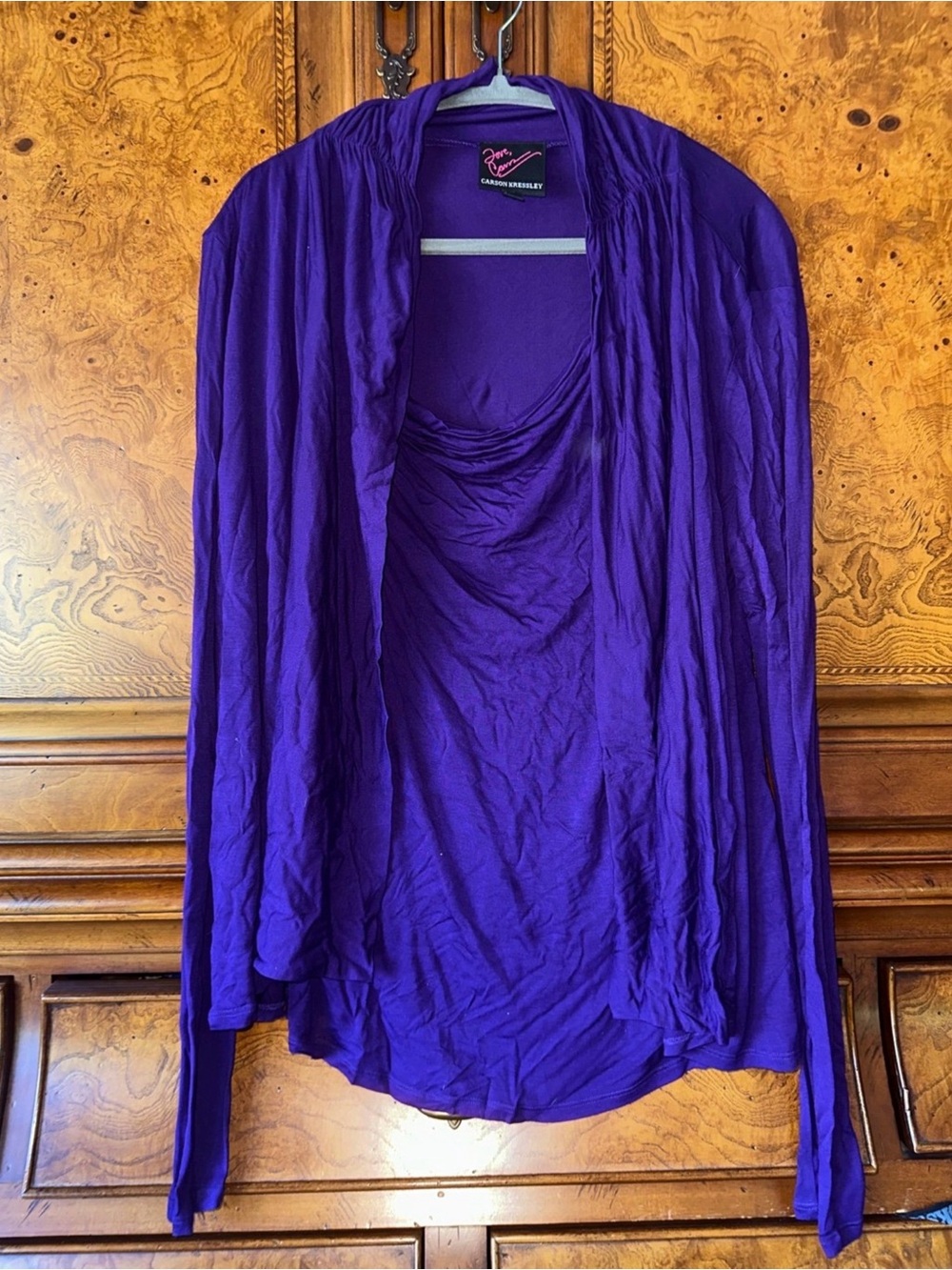 Carson Kressley Purple Cardigan with Attached Layered Top – Size Medium